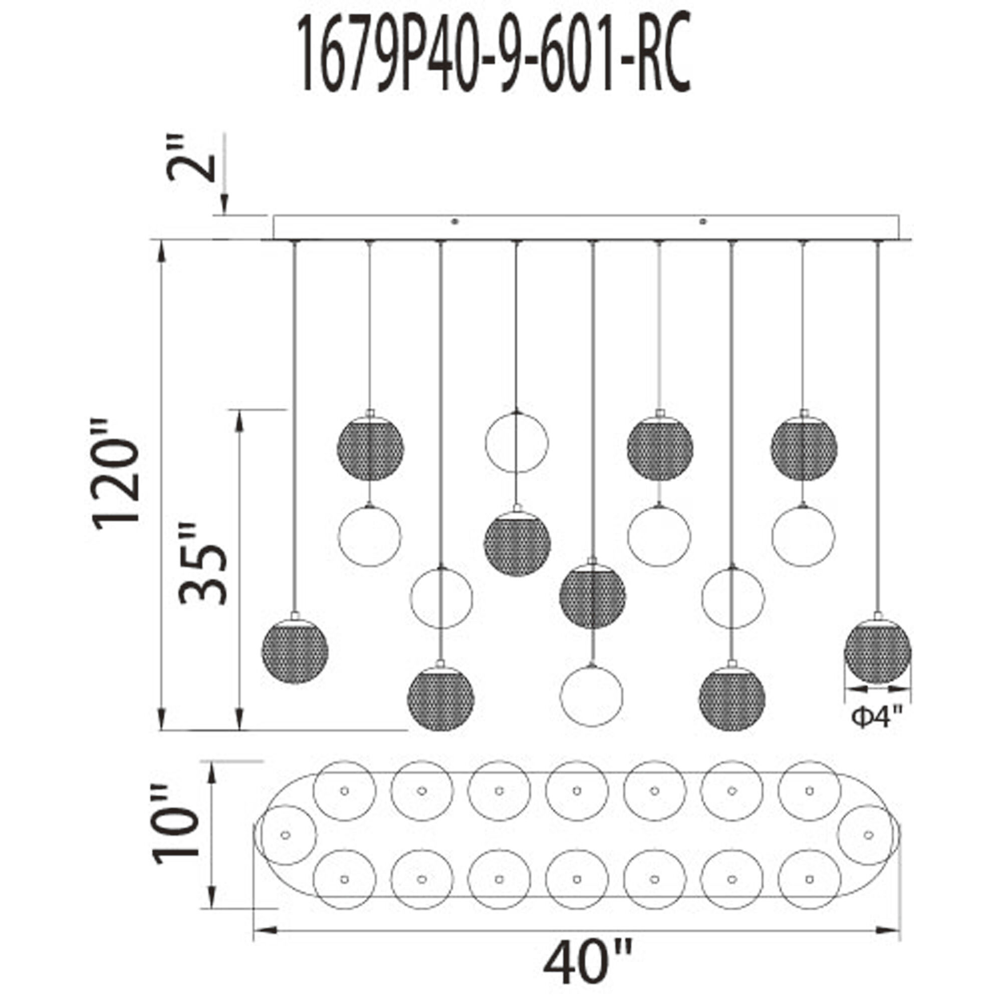 Siena LED 40 inch Chrome Chandelier Ceiling Light