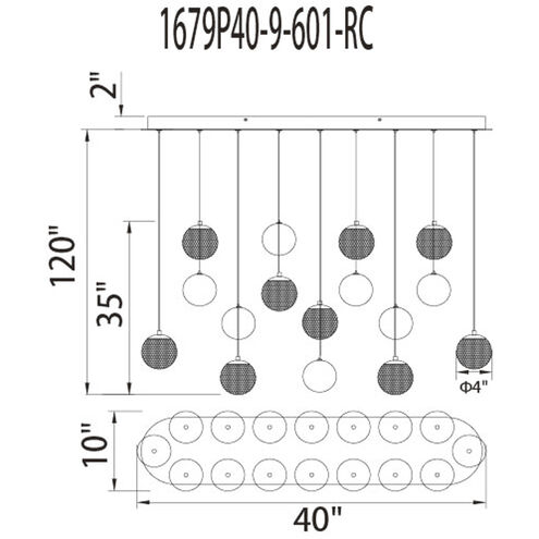 Siena LED 40 inch Chrome Chandelier Ceiling Light
