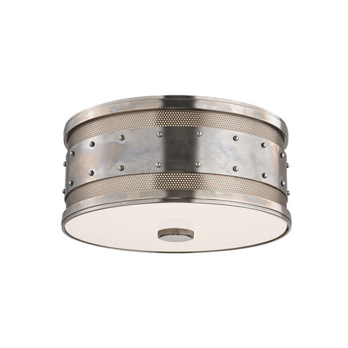 Gaines 2 Light 12 inch Historic Nickel Flush Mount Ceiling Light