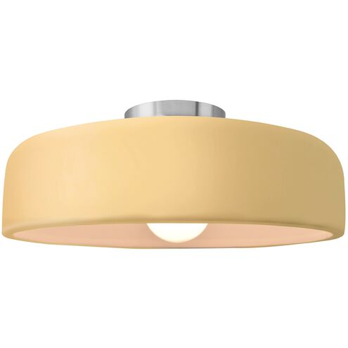 Radiance LED 13 inch Muted Yellow and Brushed Nickel Semi Flush Ceiling Light