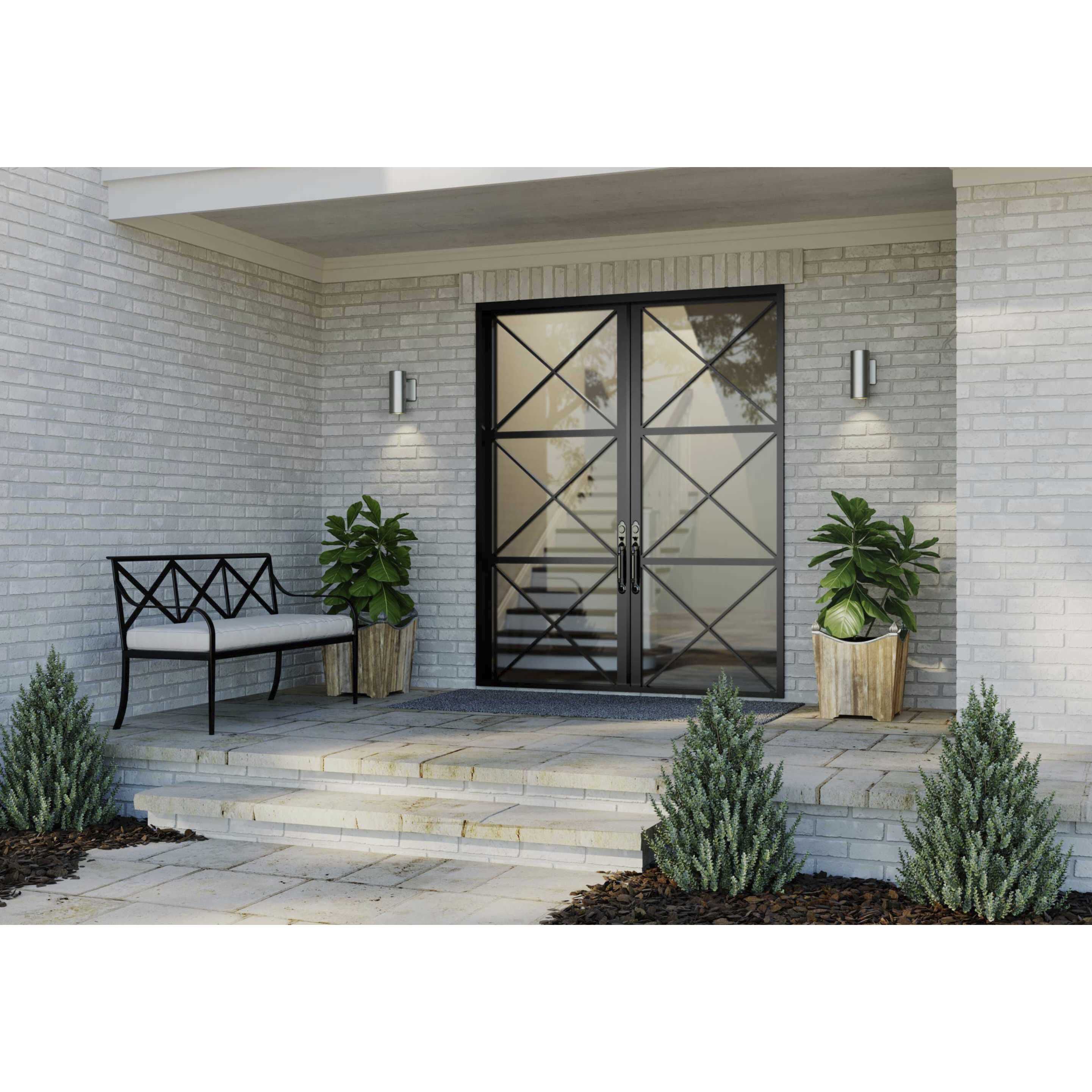 Cylinders Outdoor Wall Mount Up/Down Cylinder in Satin Nickel, Progress LED