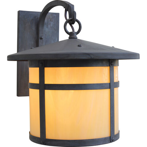 Berkeley 1 Light 12 inch Nickel Outdoor Wall Mount in Amber Mica