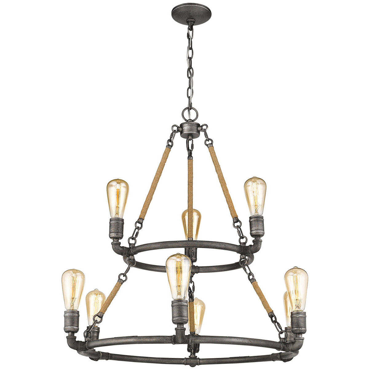 Grayson 9 Light 28 inch Antique Gray Chandelier Ceiling Light