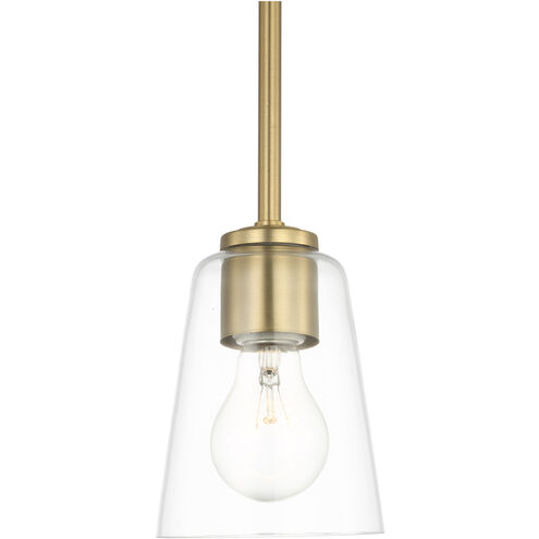 Miles 1 Light 4.5 inch Satin Brass Mini Pendant Ceiling Light