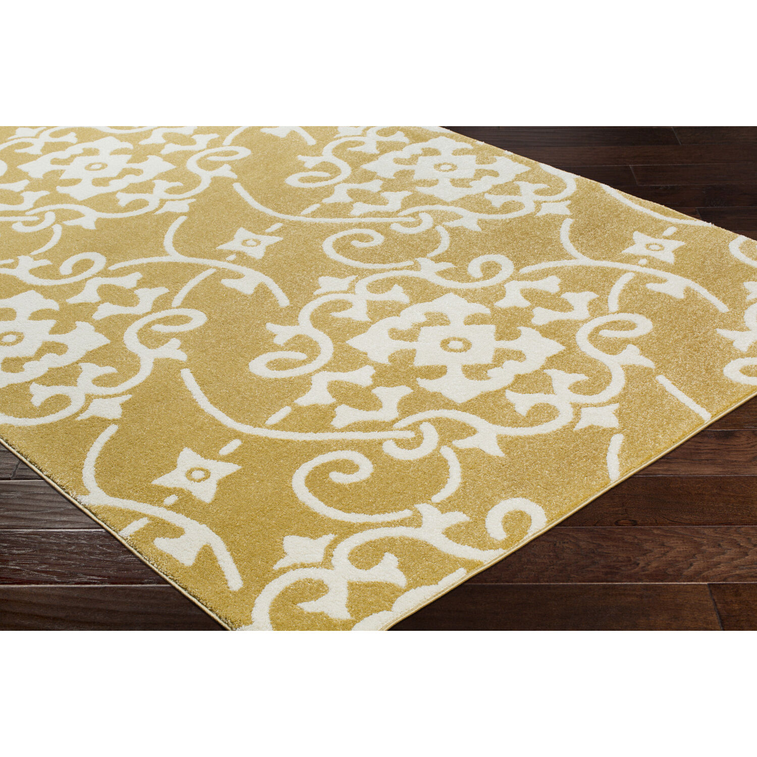 Horizon 94.49 X 94.49 inch Mustard/Cream Machine Woven Rug, Round
