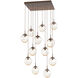 Aster LED LED Burnished Bronze Chandelier Ceiling Light, Square Multi-Pendant
