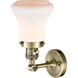 Franklin Restoration Bellmont 1 Light 7 inch Antique Brass Sconce Wall Light in Matte White Glass, Franklin Restoration