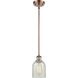 Ballston Caledonia LED 5 inch Antique Copper Pendant Ceiling Light in Mouchette Glass, Ballston