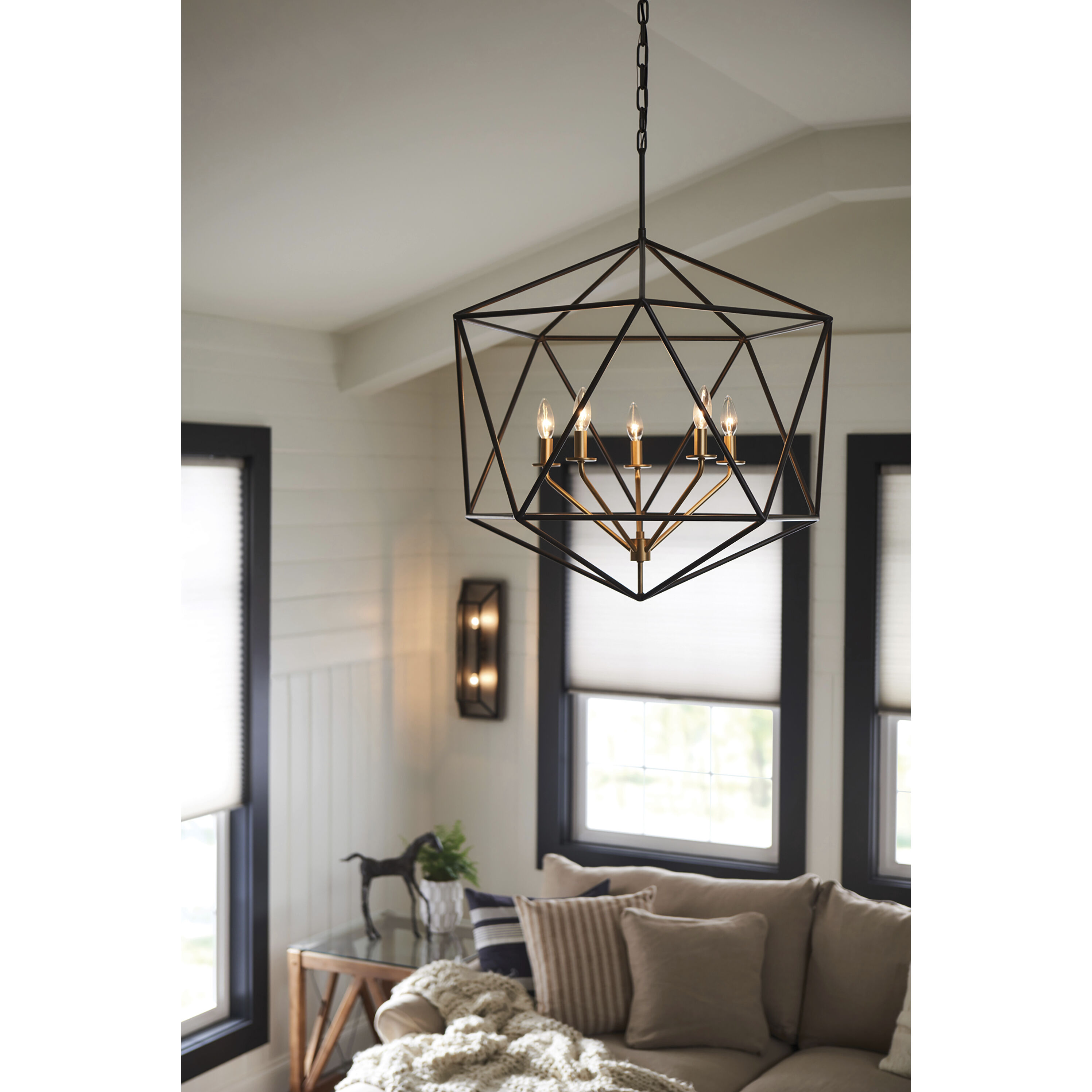 Astrid 5 Light 28 inch Metallic Matte Bronze with Deluxe Gold Indoor Chandelier Ceiling Light