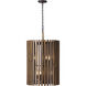 Suratto 6 Light 18 inch Matte Black and Medium Walnut Foyer Pendant Ceiling Light in Matte Black/Medium Walnut