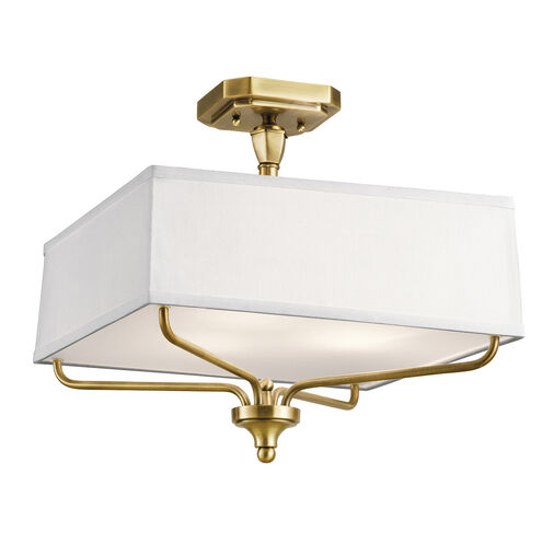 Arlo 3 Light 15 inch Natural Brass Semi Flush Light Ceiling Light