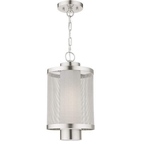 Nottingham 1 Light 9 inch Brushed Nickel Outdoor Pendant Lantern