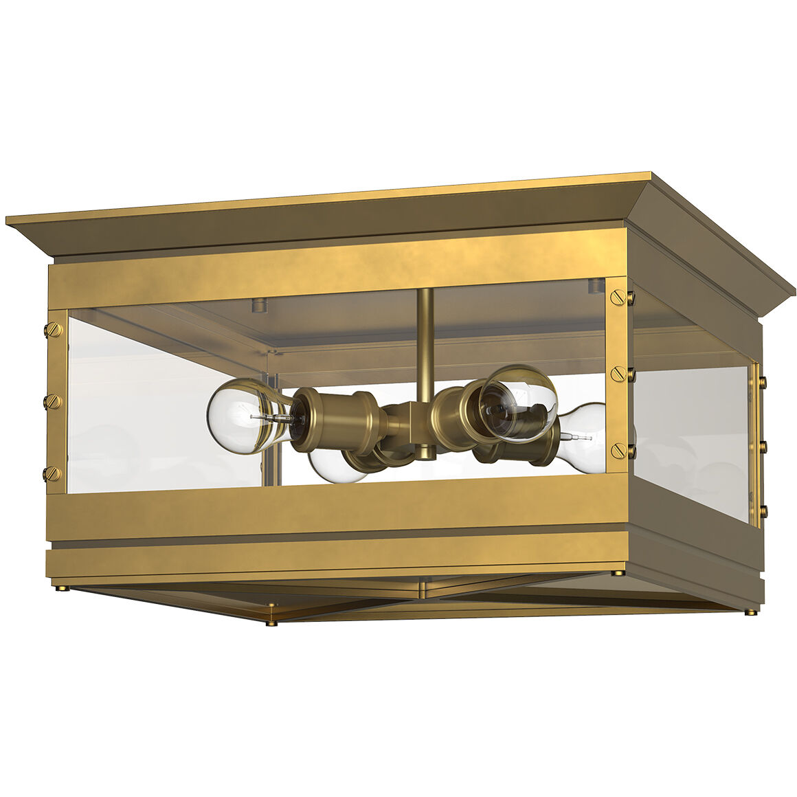 Douglas 4 Light 18 inch Vintage Brass Flush Mount Ceiling Light