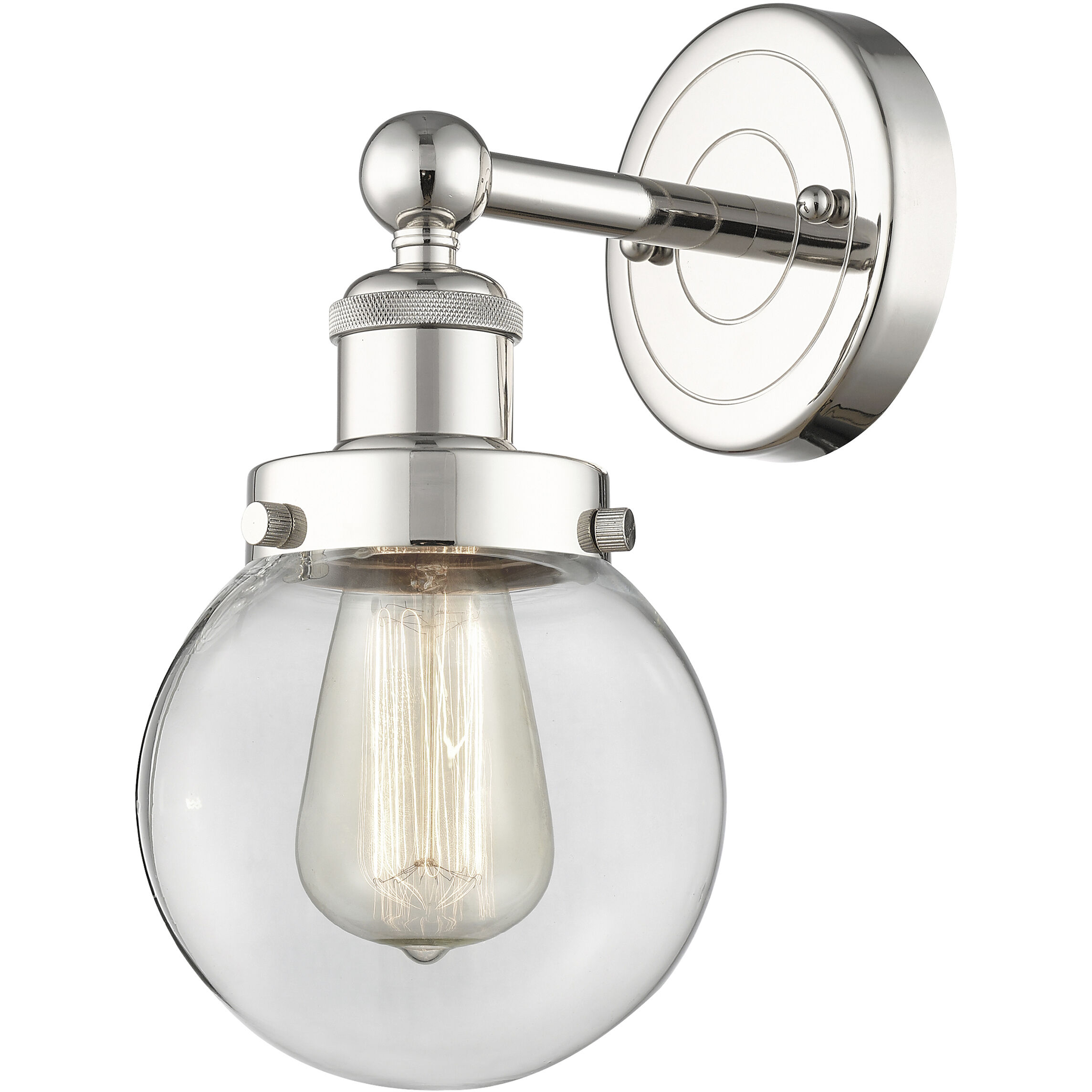 Beacon 1 Light 6.5 inch Polished Nickel Sconce Wall Light in Clear Glass, Small