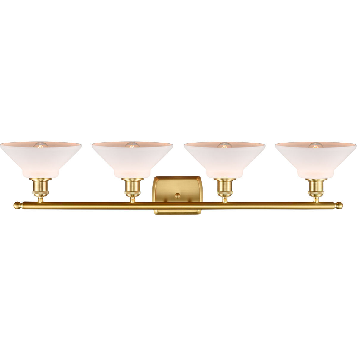 Ballston Orwell LED 36 inch Satin Gold Bath Vanity Light Wall Light in Matte White Glass, Ballston