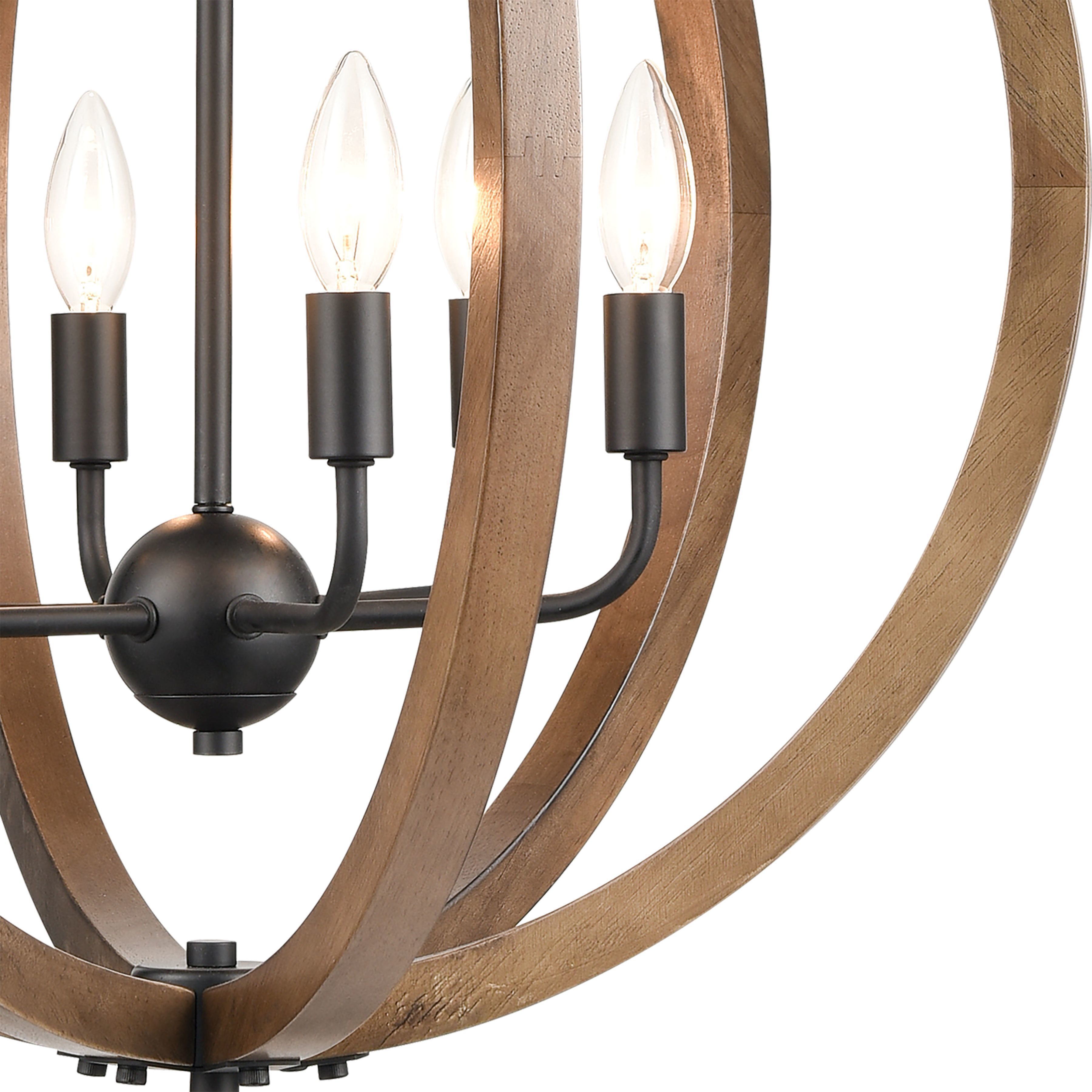 Barrow 6 Light 22 inch Birchwood with Matte Black Chandelier Ceiling Light