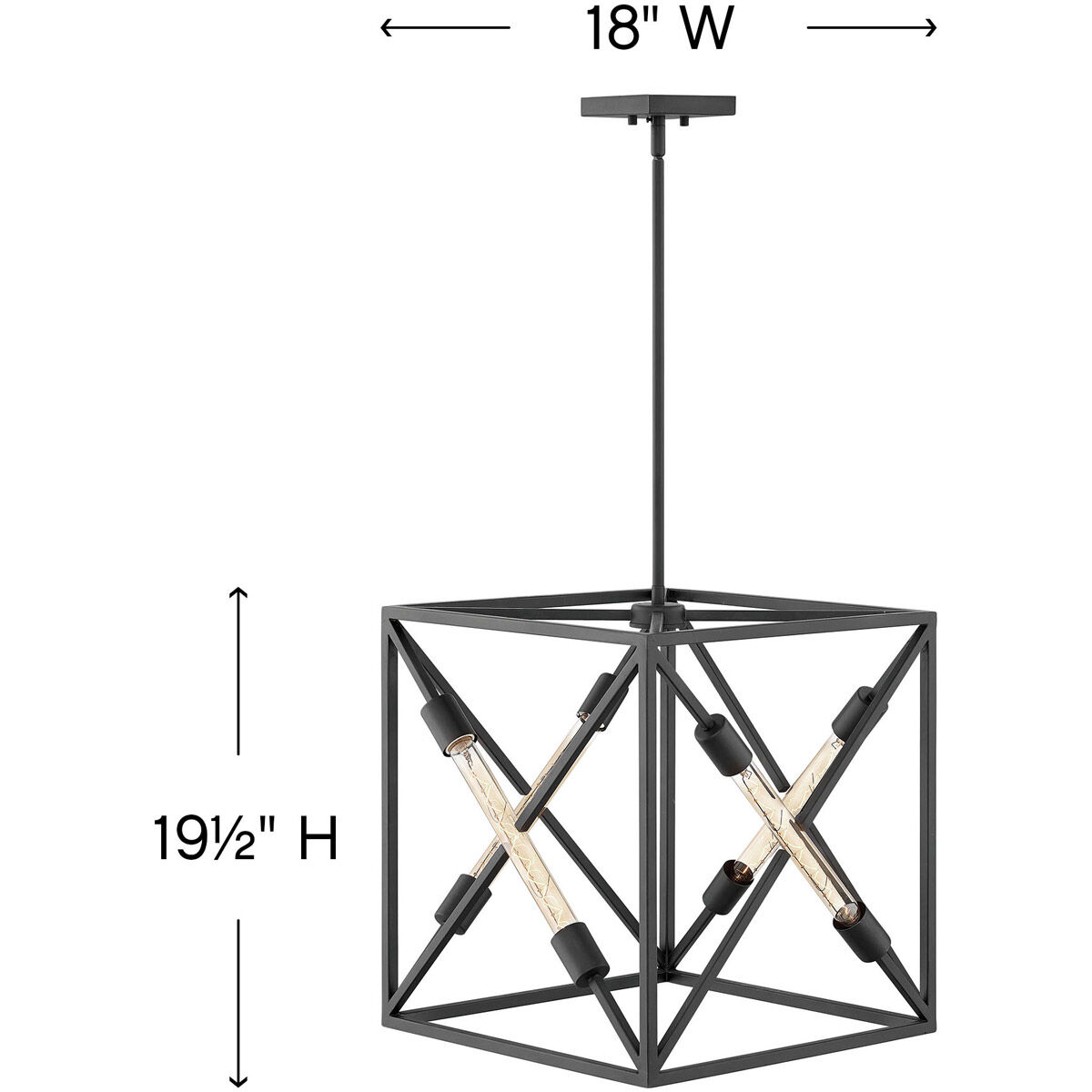 Hewitt 4 Light 18 inch Satin Black Chandelier Ceiling Light