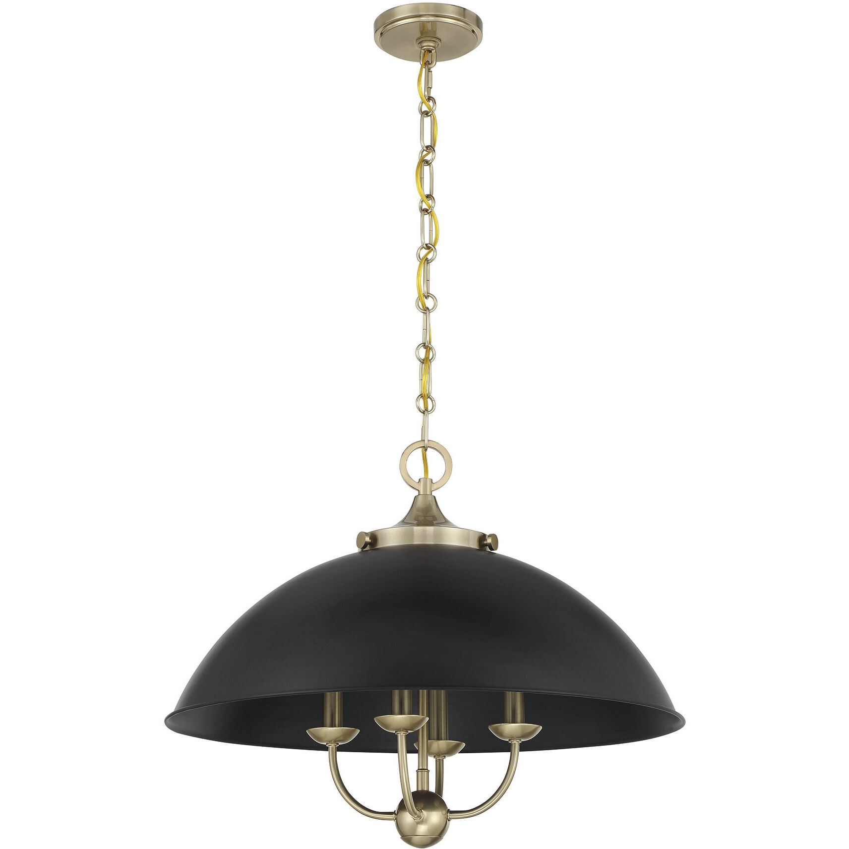 Monterey 4 Light 22 inch Matte Black and Warm Brass Pendant Ceiling Light in Matte Black with Warm Brass