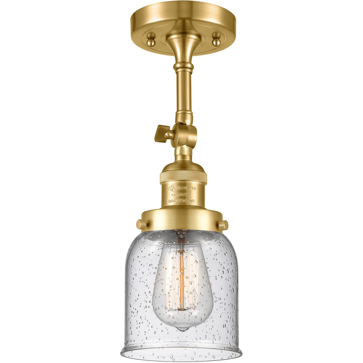 Franklin Restoration Small Bell 1 Light 5 inch Satin Gold Sconce Wall Light in Seedy Glass, Franklin Restoration