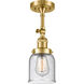 Franklin Restoration Small Bell 1 Light 5 inch Satin Gold Sconce Wall Light in Seedy Glass, Franklin Restoration