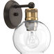 Hansford 1 Light 7 inch Antique Bronze Bath Vanity Wall Light in Antique Bronze and Vintage Brass