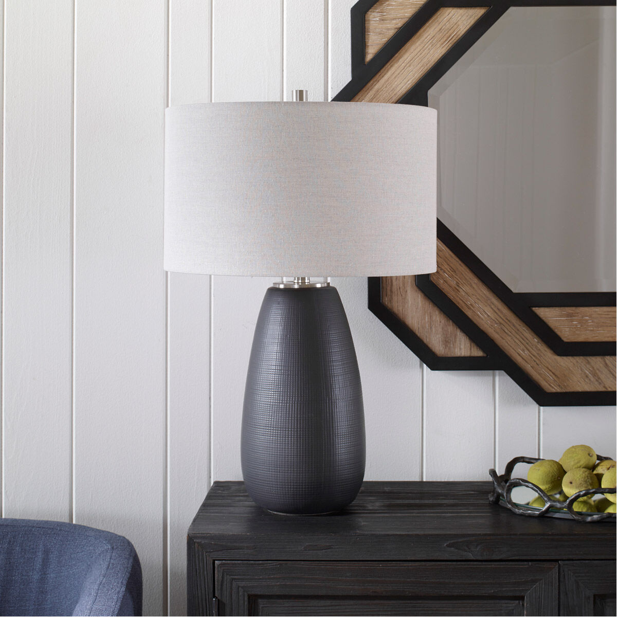 Twilight 27 inch 150.00 watt Satin Black Glaze and Brushed Nickel Table Lamp Portable Light
