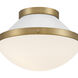 Xander 1 Light 12.25 inch Vibrant Gold Flush Ceiling Light in Vibrant Gold and White
