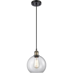 Ballston Athens 1 Light 8 inch Black Antique Brass Mini Pendant Ceiling Light in Clear Glass, Ballston