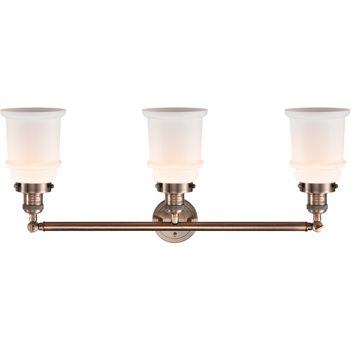Franklin Restoration Canton LED 30 inch Antique Copper Bath Vanity Light Wall Light in Matte White Glass, Franklin Restoration