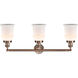 Franklin Restoration Canton 3 Light 30 inch Antique Copper Bath Vanity Light Wall Light in Matte White Glass, Franklin Restoration