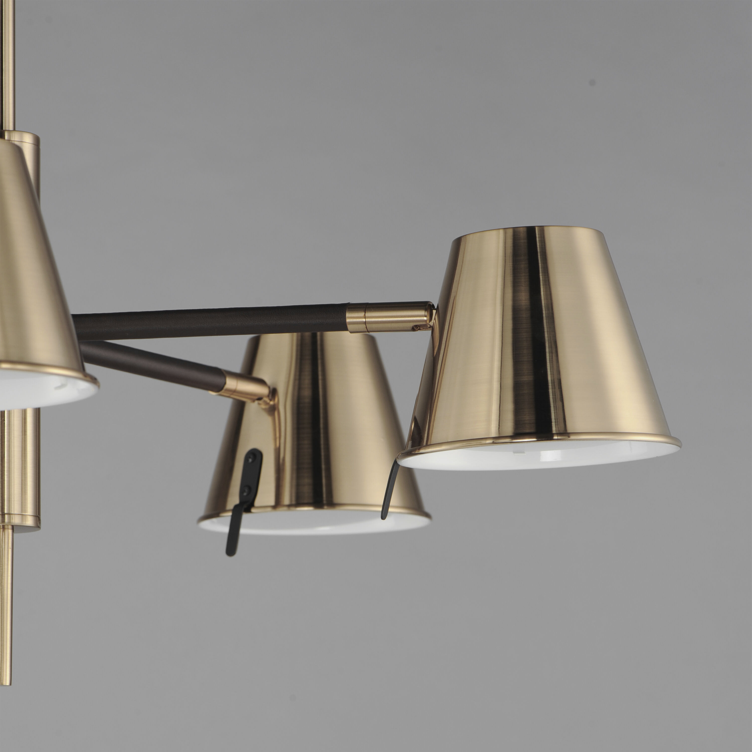 Carlo LED 28 inch Dark Bronze/Leather/Heritage Brass Chandelier Ceiling Light