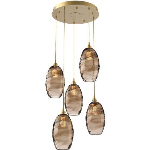 Ellisse 5 Light Gilded Brass Chandelier Ceiling Light, Round Multi-Port