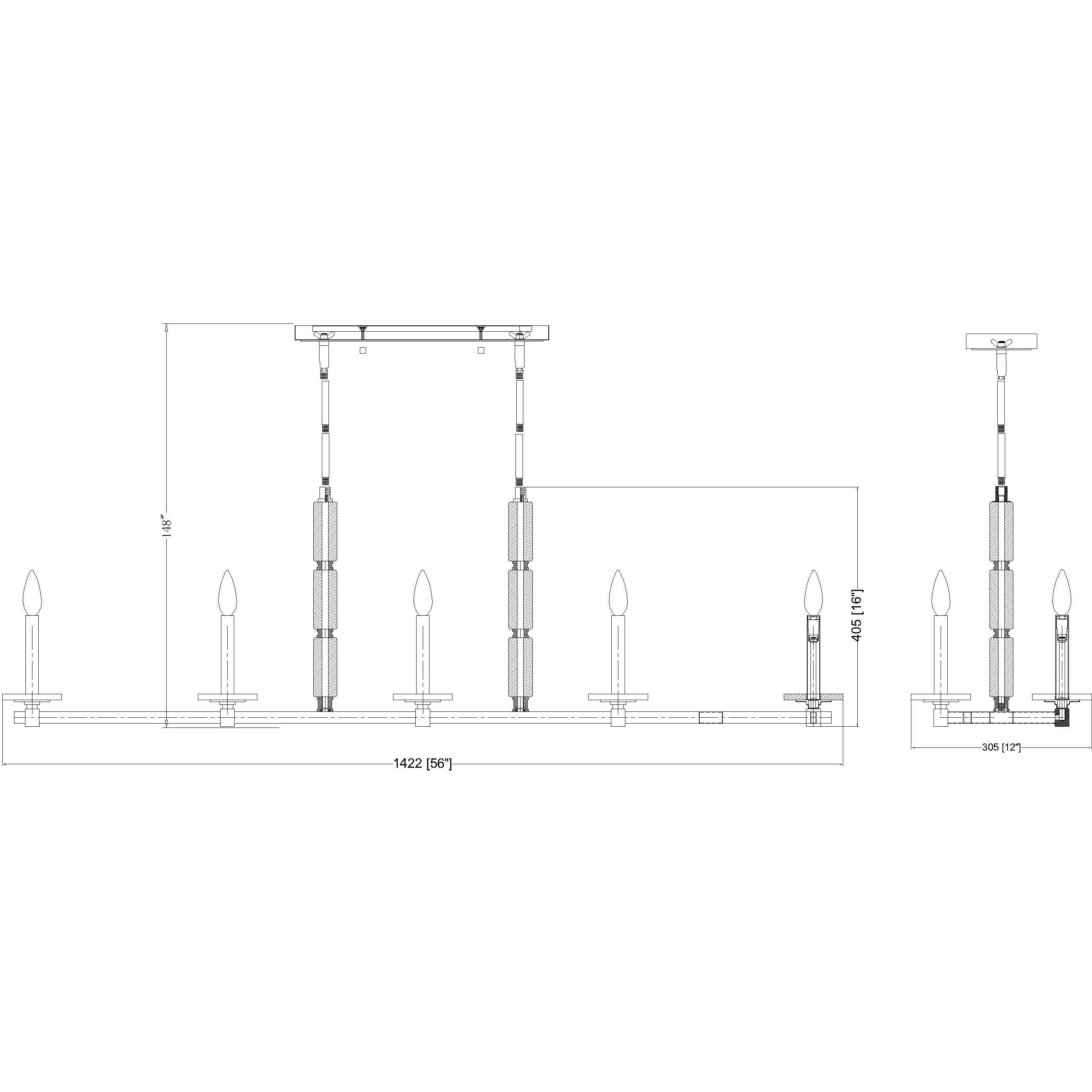 Kaden Linear Chandelier Ceiling Light in Matte Black