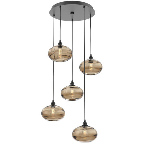 Coppa 5 Light Matte Black Chandelier Ceiling Light, Round Multi-Port