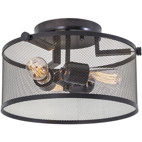 Gastown 3 Light 12 inch Graphite Net Semi-flush Mount Ceiling Light