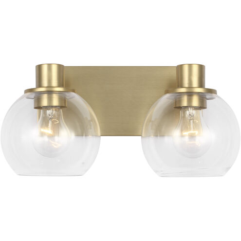 Rito 2 Light 14.5 inch Satin Brass Bath Light Wall Light, Medium