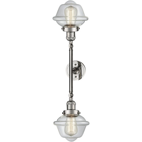 Franklin Restoration Small Oxford 2 Light 17 inch Polished Nickel Bath Vanity Light Wall Light in Clear Glass, Franklin Restoration