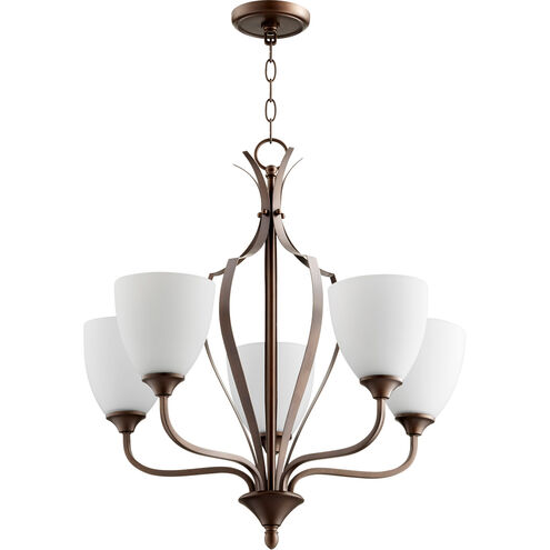 Jardin 5 Light 30 inch Oiled Bronze Chandelier Ceiling Light in Satin Opal