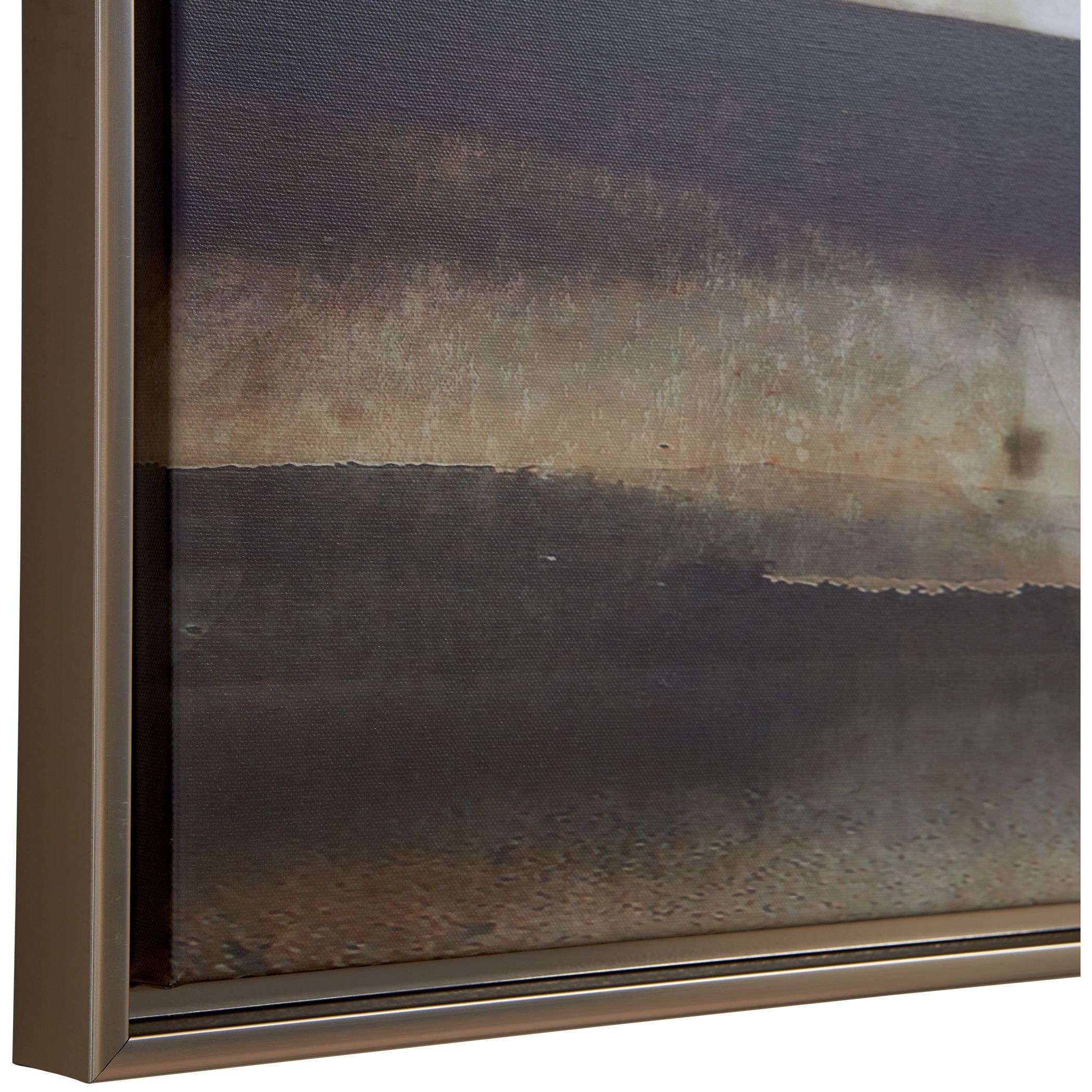 Splash Of Land Multi-Colored and Bronze Gold Framed Canvas