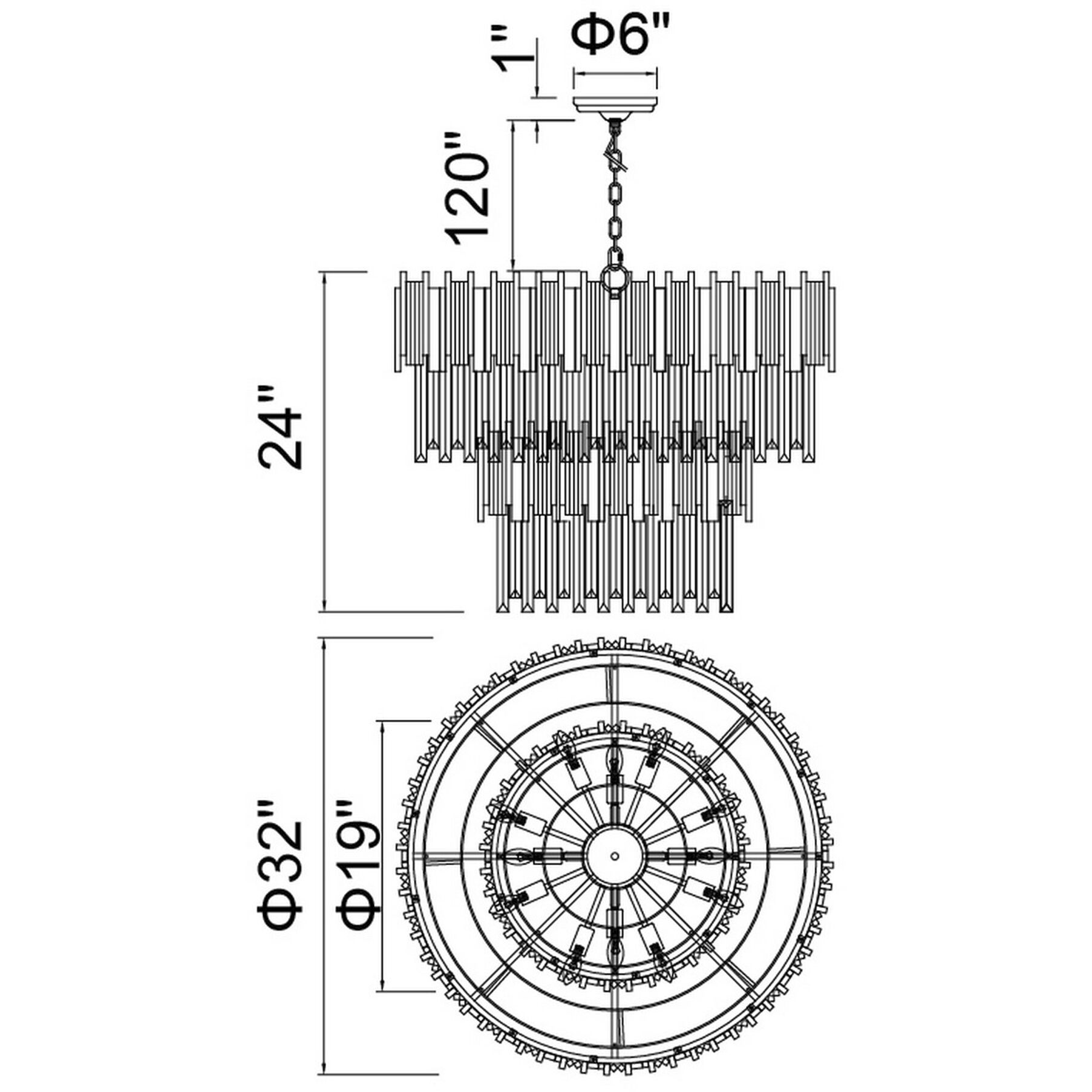 Deco 12 Light 32 inch Medallion Gold Down Chandelier Ceiling Light
