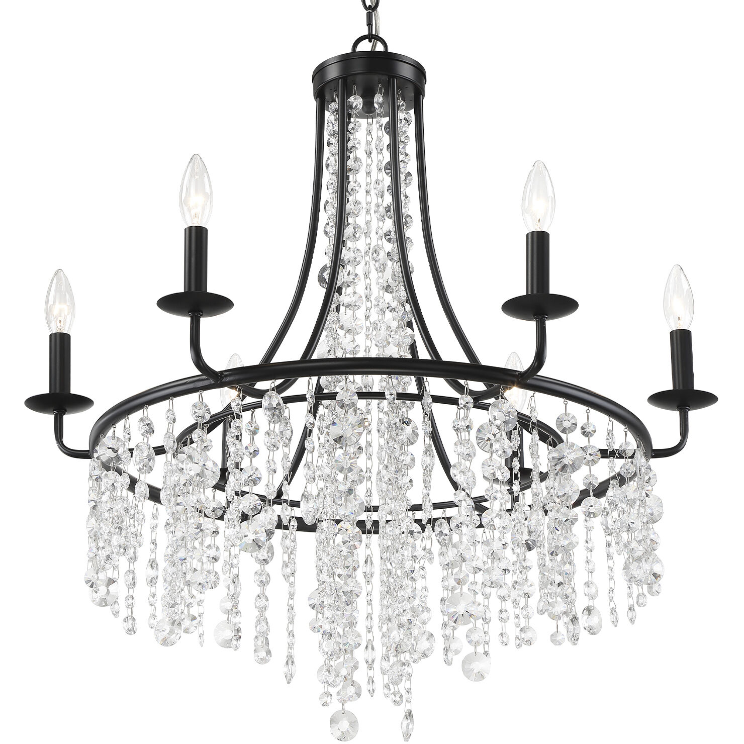 Gabrielle 6 Light 28 inch Matte Black Chandelier Ceiling Light