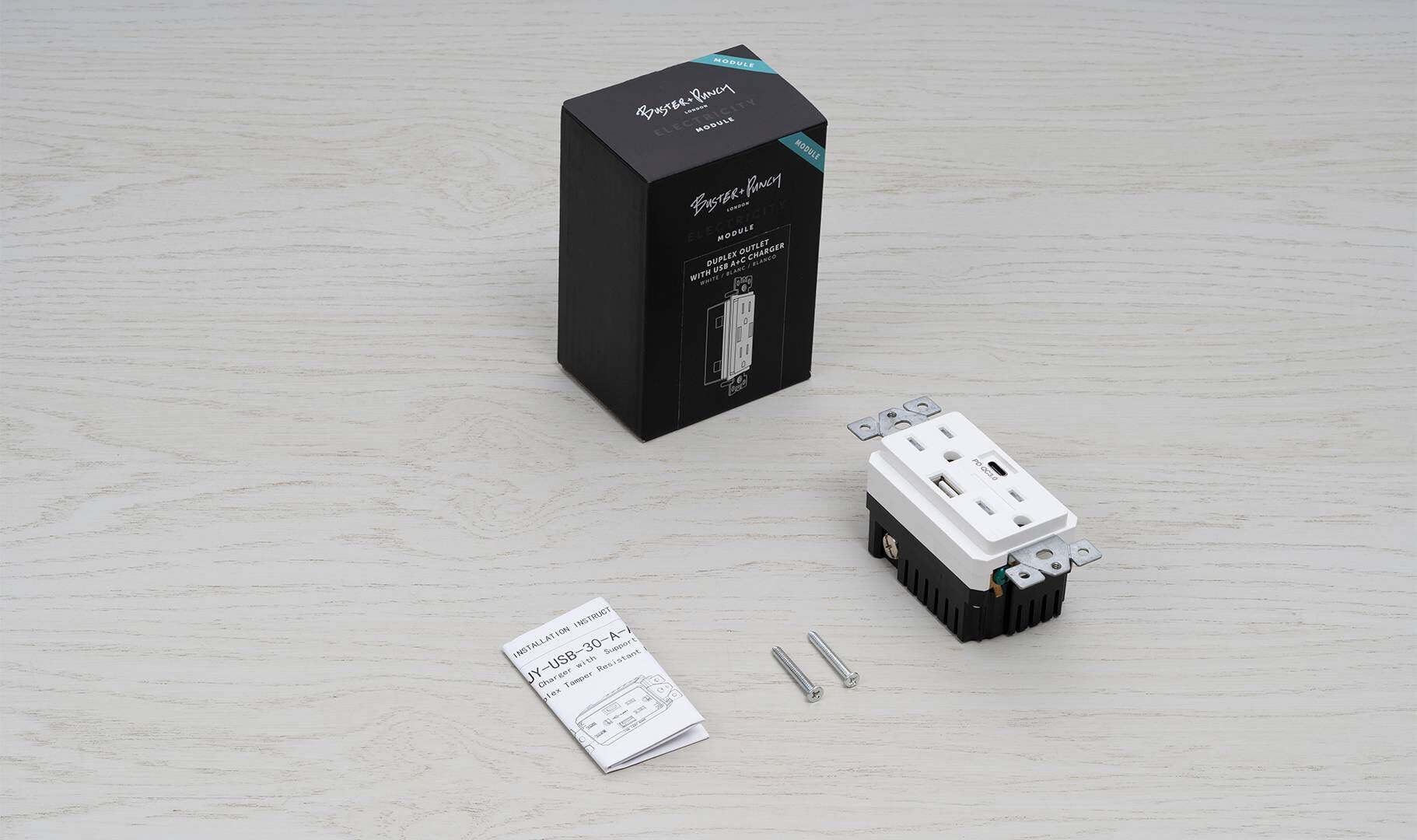 Outlet 125 Black Module, Duplex & 2 USB-A + C