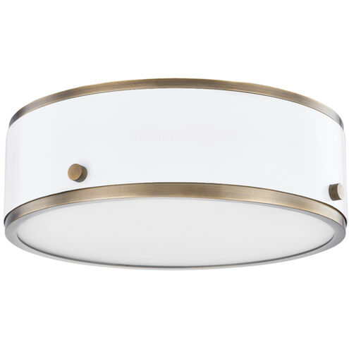 Eli 1 Light 12 inch Patina Brass/Soft White Flush Mount Ceiling Light