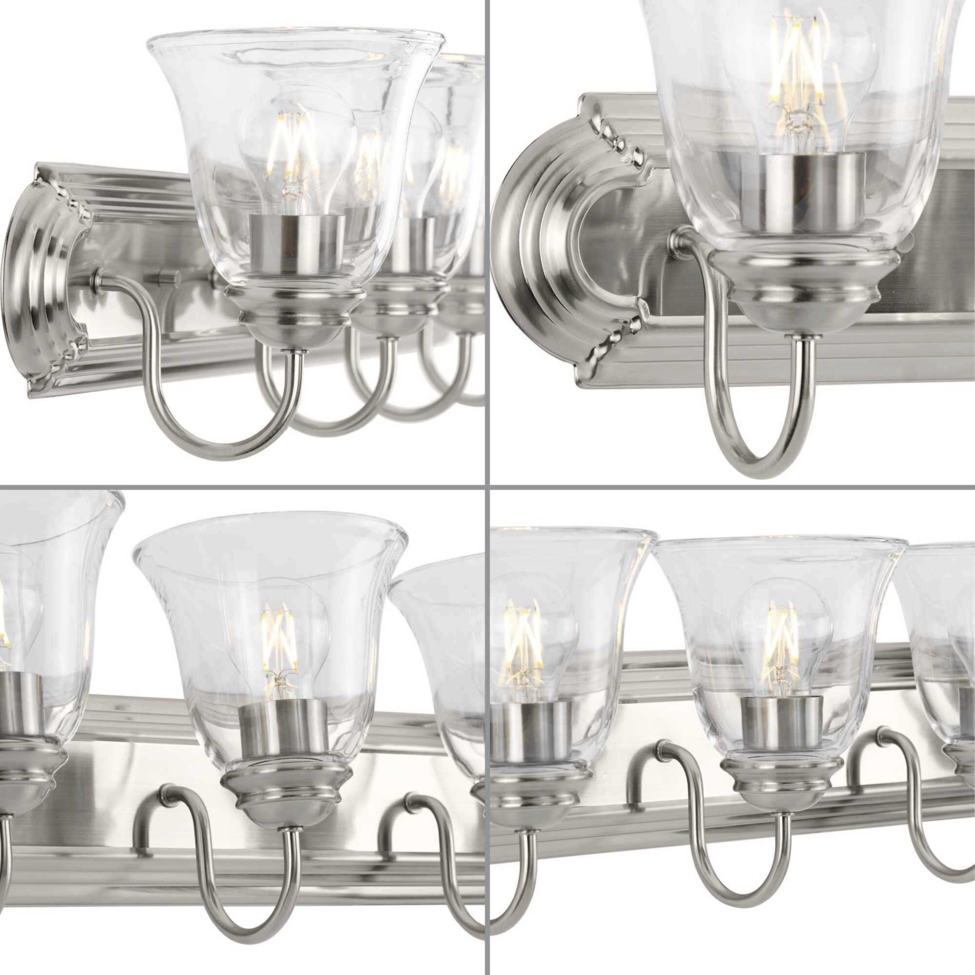 Clear Glass 5 Light 36 inch Brushed Nickel Vanity Light Wall Light