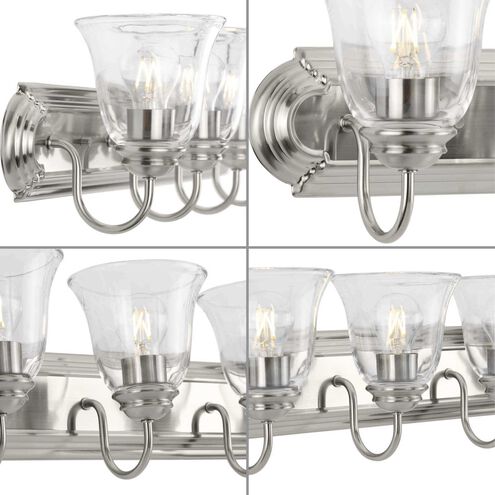 Clear Glass 5 Light 36 inch Brushed Nickel Vanity Light Wall Light