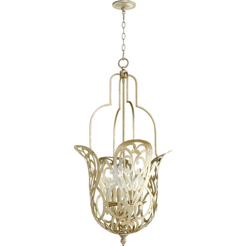 Le Monde 6 Light 20.75 inch Aged Silver Leaf Pendant Ceiling Light