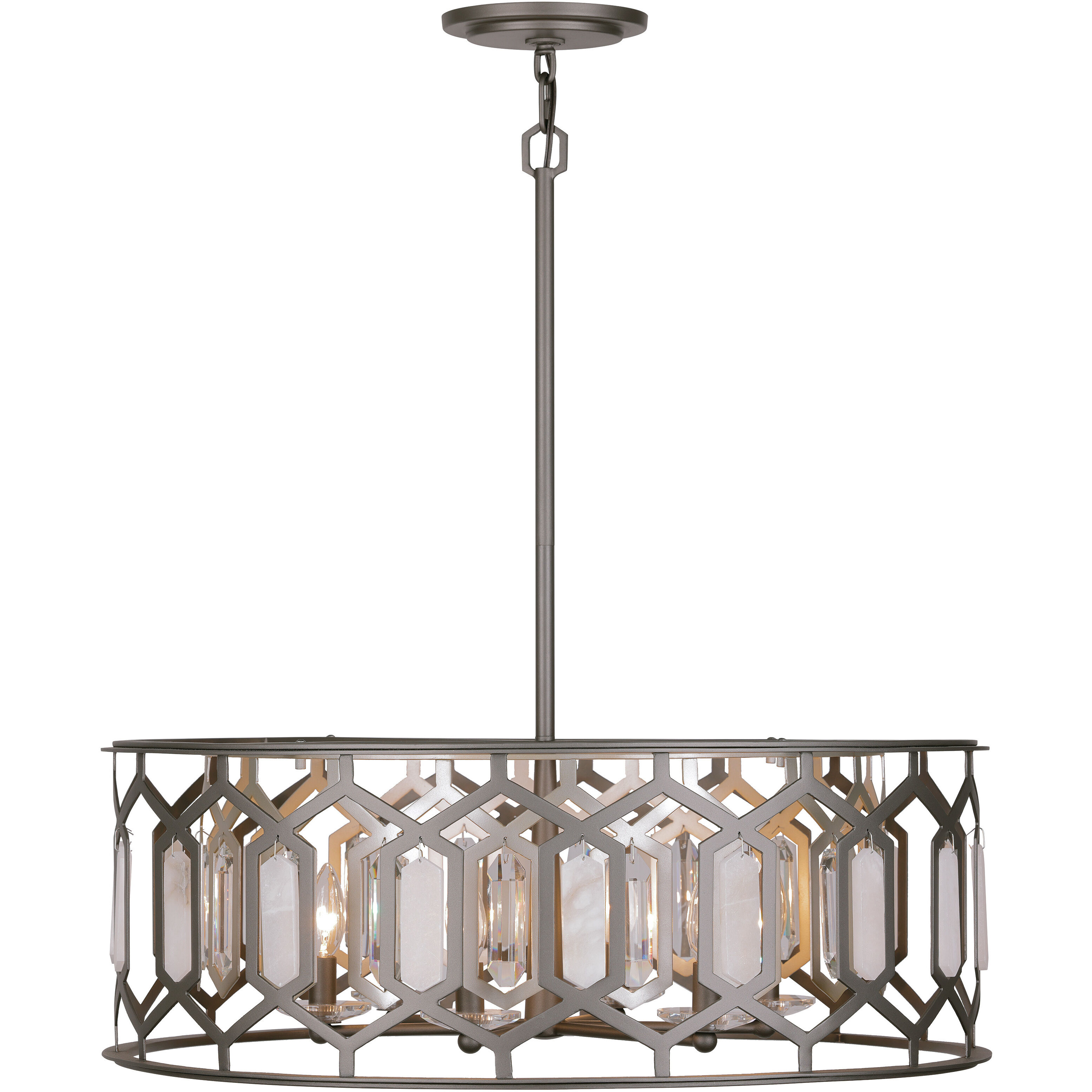 Hexly 6 Light 28 inch Bronze and Sultry Silver Pendant Ceiling Light