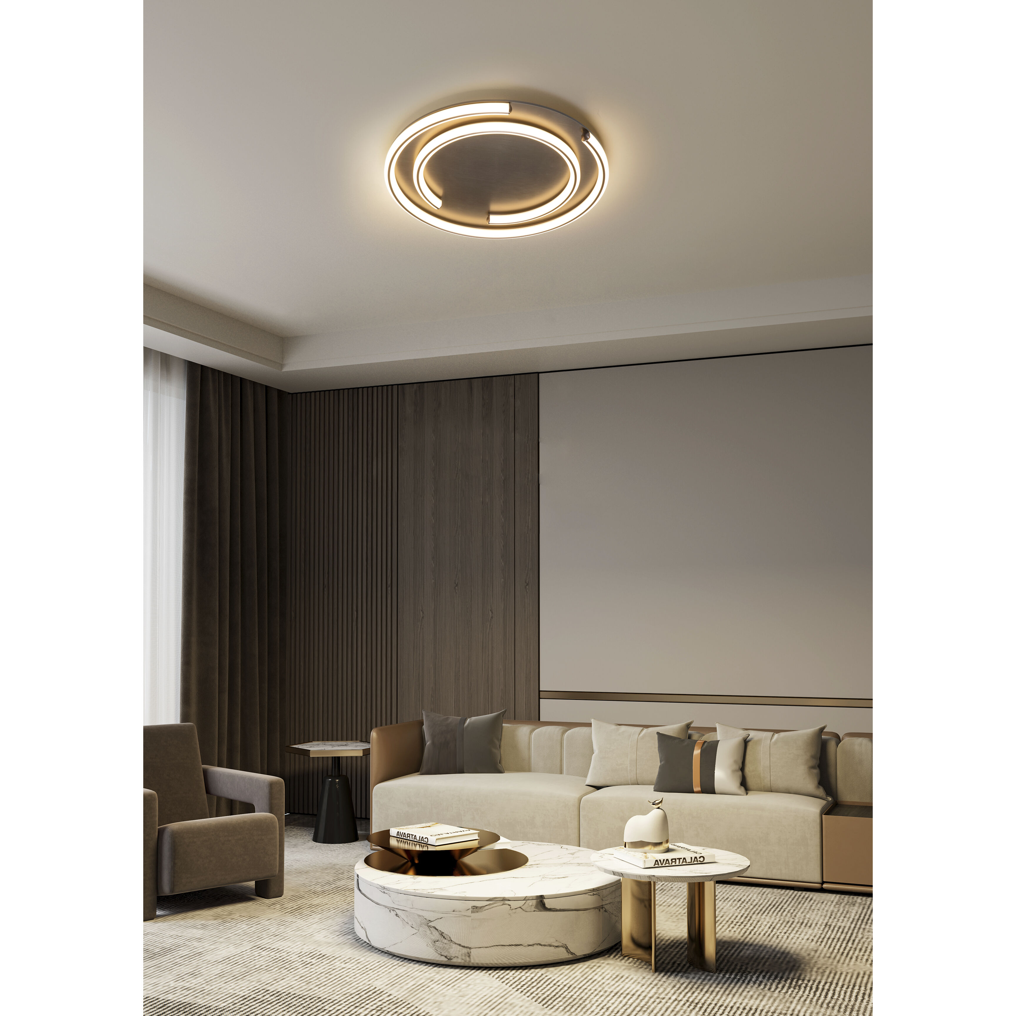 Anela LED 23.62 inch Brushed Champagne Flush Mount Ceiling Light