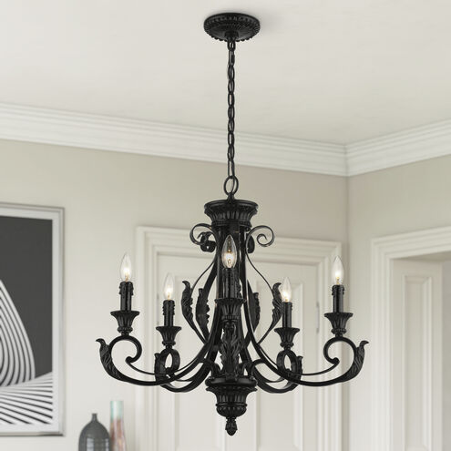 Valencia 5 Light 25 inch Shiny Black Chandelier Ceiling Light