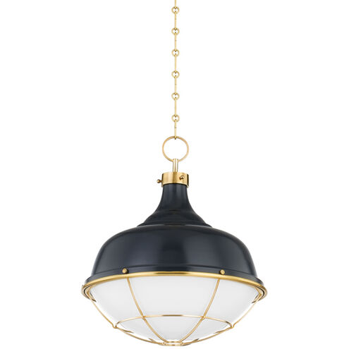 Holkham 1 Light 18 inch Aged Brass/Darkest Blue Pendant Ceiling Light